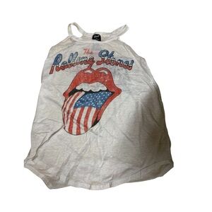 Bravado White Kids Tank Top with Red & Blue Rolling Stones Graphic